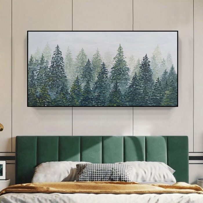 Pine Forest Canvas Wall Art Green Tree of Life Scenery Wall Landscape Wall Art Nature Wall Decor for Living Room - Image 7