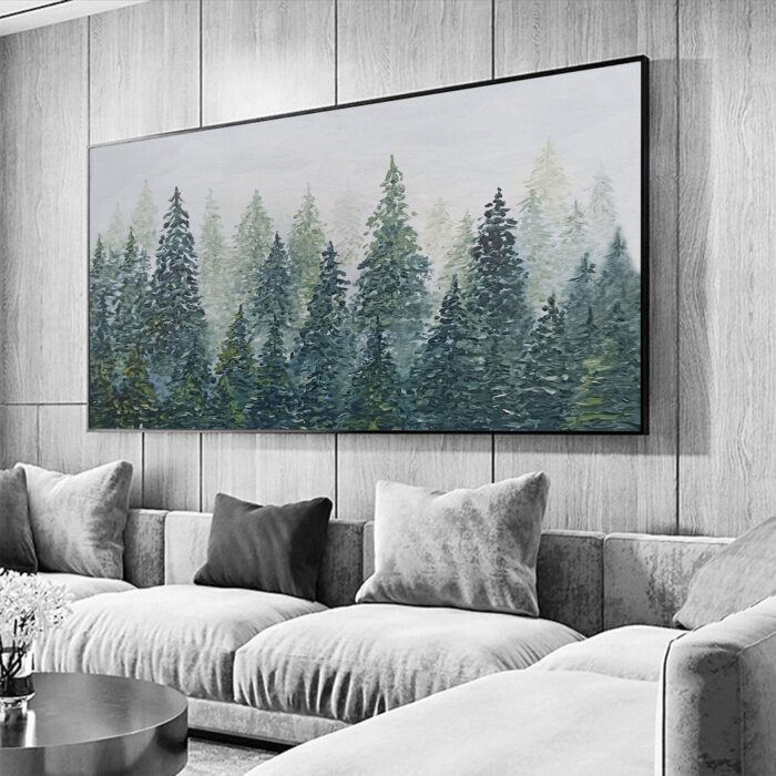 Pine Forest Canvas Wall Art Green Tree of Life Scenery Wall Landscape Wall Art Nature Wall Decor for Living Room - Image 9