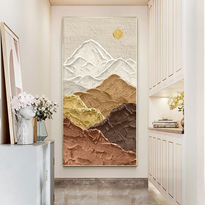 White Brown And Yellow Mountains Canvas Wall Art Landscape Texture Vertical Painting Nature Canvas Wall Painting for Office Home Wall Decor - Image 5