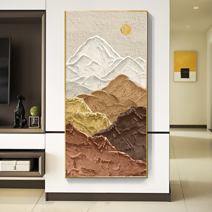 White Brown And Yellow Mountains Canvas Wall Art Landscape Texture Vertical Painting Nature Canvas Wall Painting for Office Home Wall Decor - Image 8