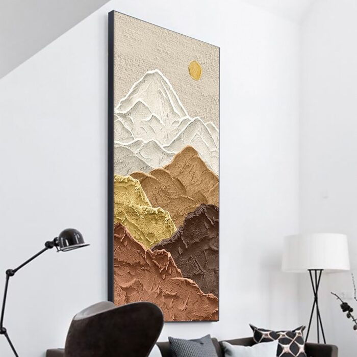 White Brown And Yellow Mountains Canvas Wall Art Landscape Texture Vertical Painting Nature Canvas Wall Painting for Office Home Wall Decor - Image 9