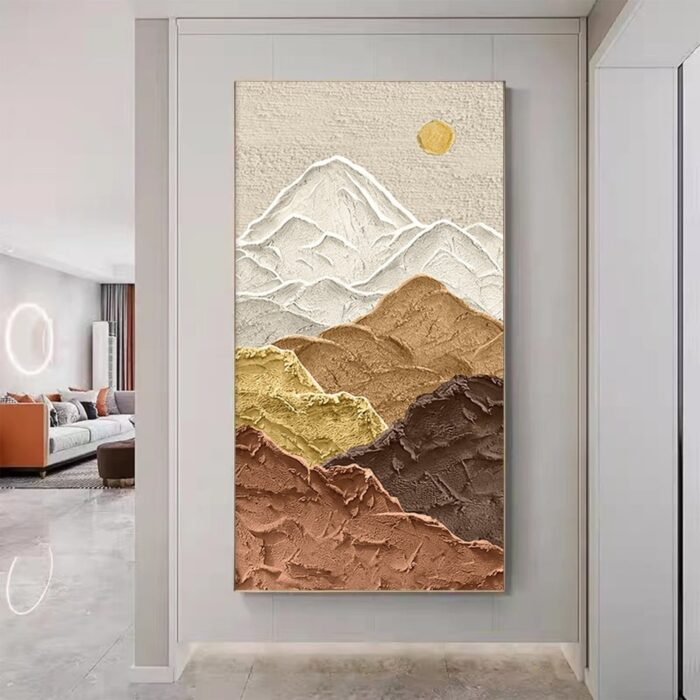 White Brown And Yellow Mountains Canvas Wall Art Landscape Texture Vertical Painting Nature Canvas Wall Painting for Office Home Wall Decor - Image 7