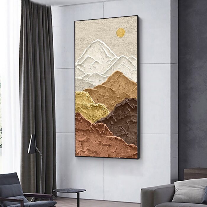 White Brown And Yellow Mountains Canvas Wall Art Landscape Texture Vertical Painting Nature Canvas Wall Painting for Office Home Wall Decor