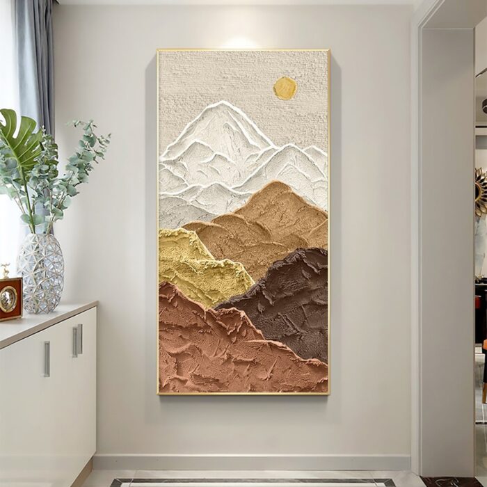 White Brown And Yellow Mountains Canvas Wall Art Landscape Texture Vertical Painting Nature Canvas Wall Painting for Office Home Wall Decor - Image 4